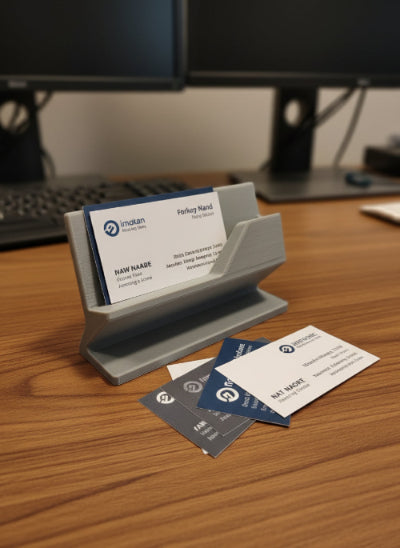 3D Printed Modern Business Card Holder - Minimalist Desk Organizer for Office & Professional Use