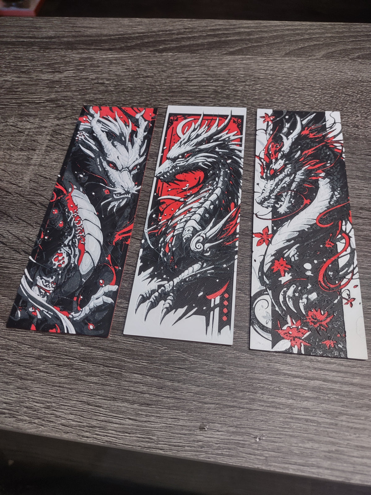 3D Printed Dragon Bookmarks - Fantasy Book Accessories Gift Set (6" x 2")