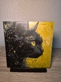 Golden Eyed Cat Hueforge Art - 3D Printed Wall Decor & Desk Display (8x8)