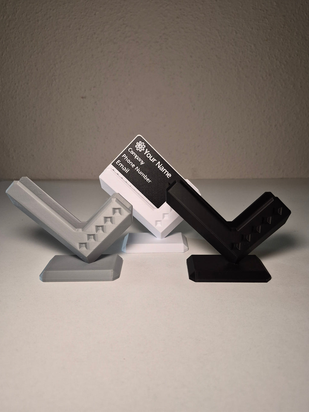 V-Shaped Business Card Holder | Modern Geometric Desk Accessory | Office Gift