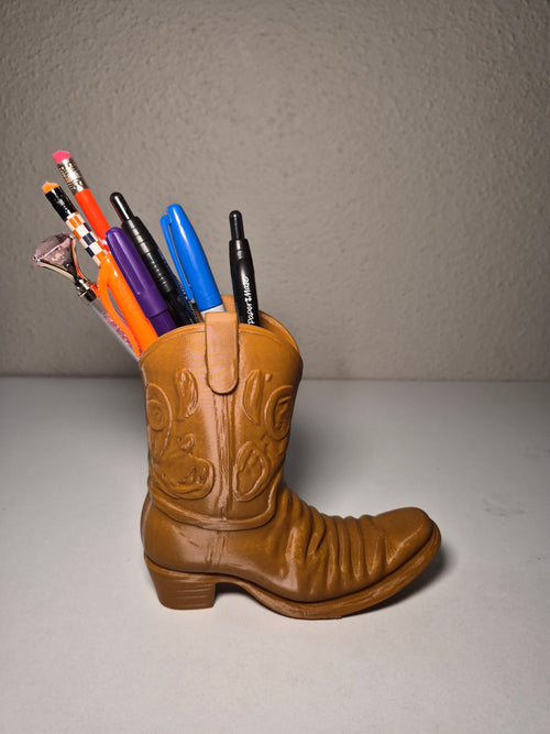 Cowboy Boot Desk Organizer - 3D Printed Pen Holder & Makeup Brush Organizer