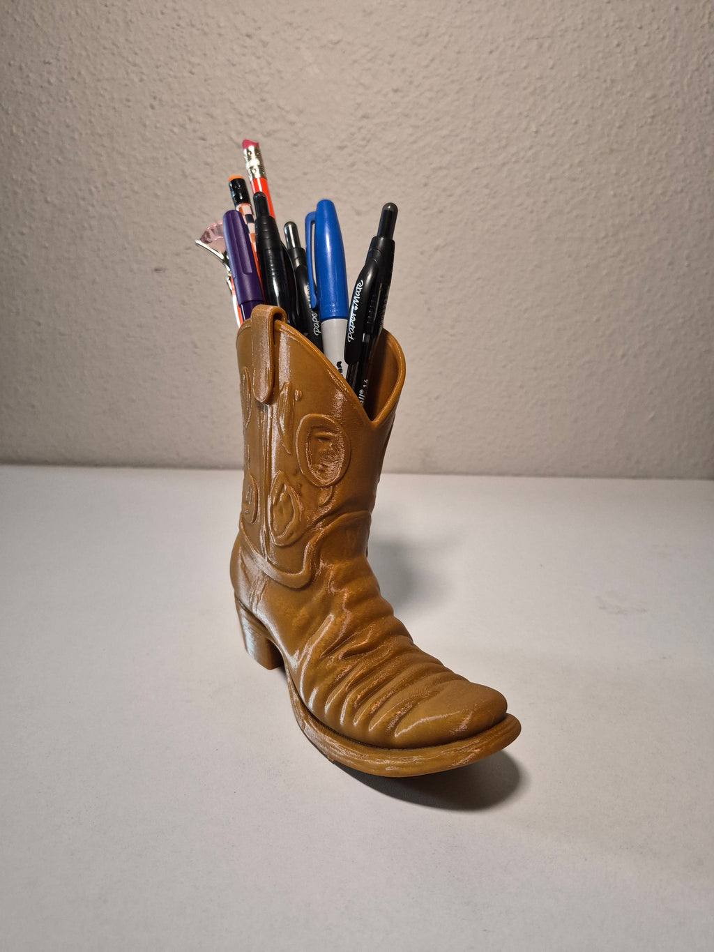Cowboy Boot Desk Organizer - 3D Printed Pen Holder & Makeup Brush Organizer