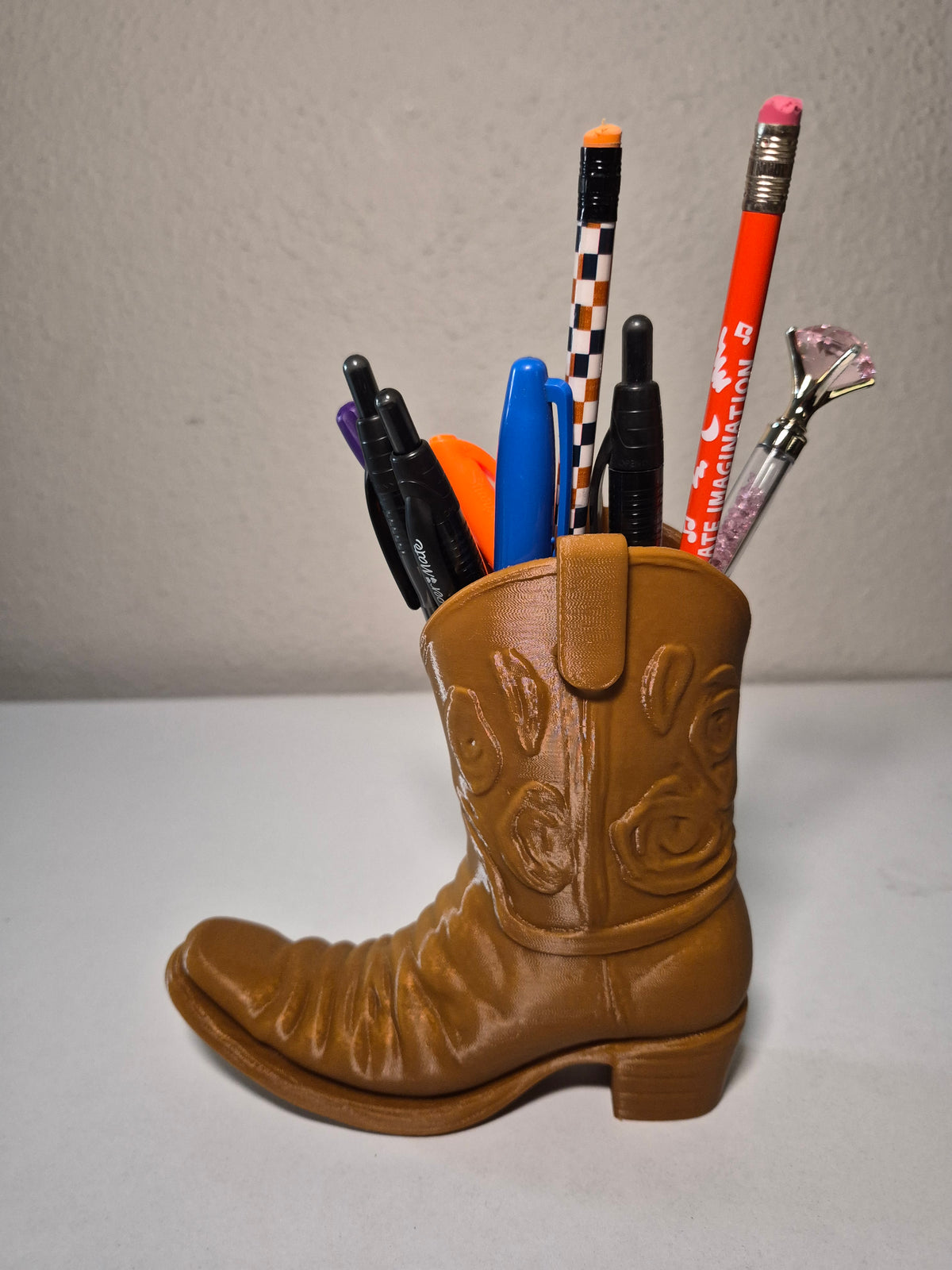 Cowboy Boot Desk Organizer - 3D Printed Pen Holder & Makeup Brush Organizer