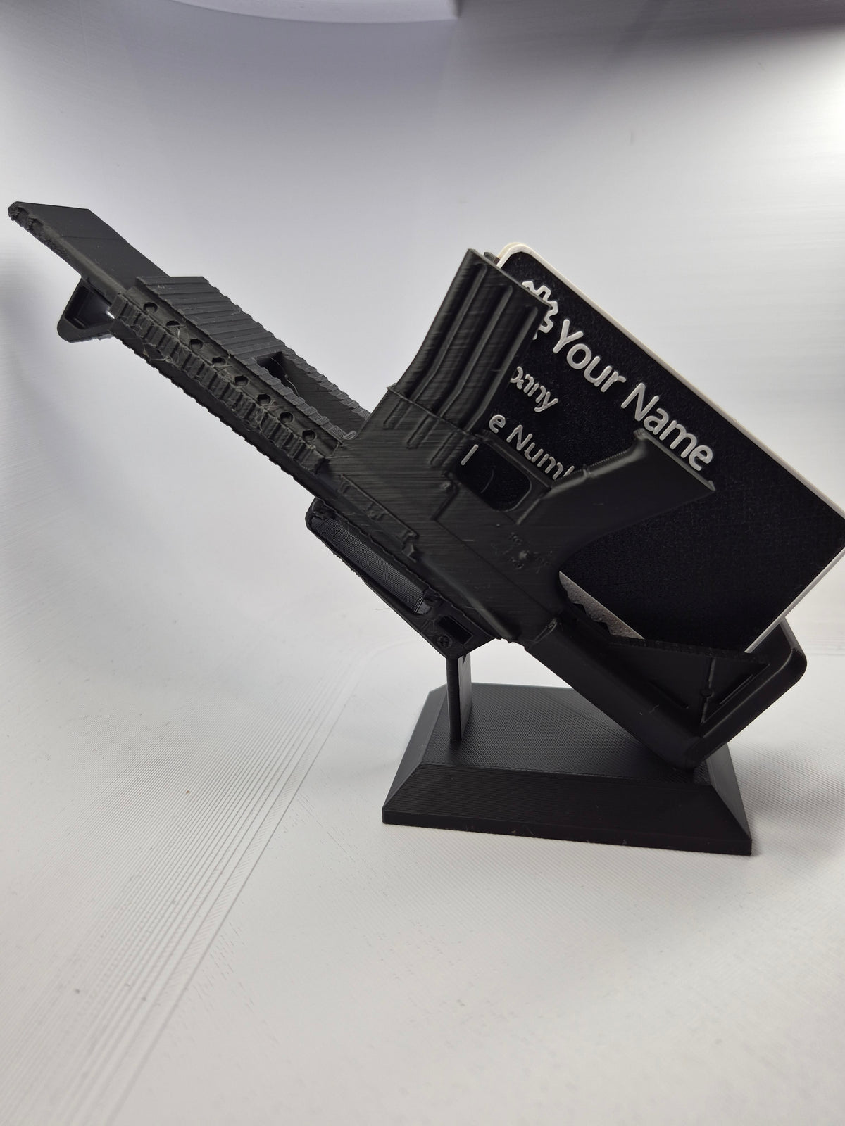 M4 Inspired Business Card Holder - 3D Printed Tactical Desk Organizer Gift