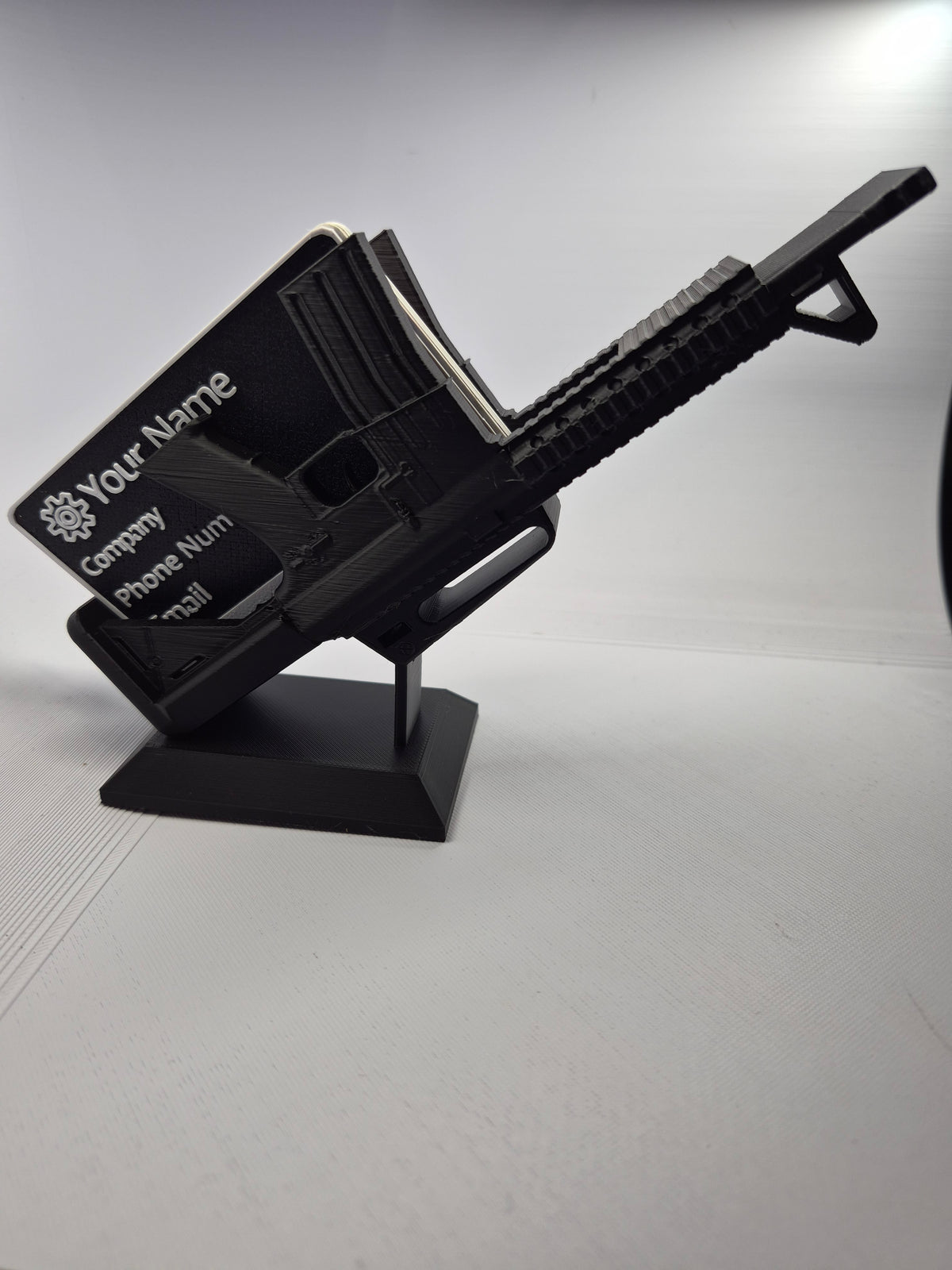 M4 Inspired Business Card Holder - 3D Printed Tactical Desk Organizer Gift