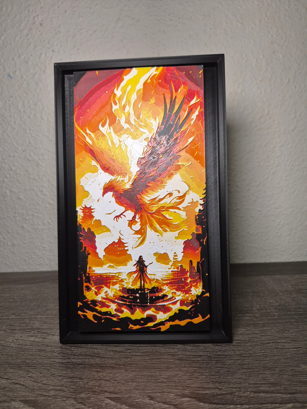 Phoenix Hueforge Art - 3D Printed Fantasy Wall Decor & Desk Display