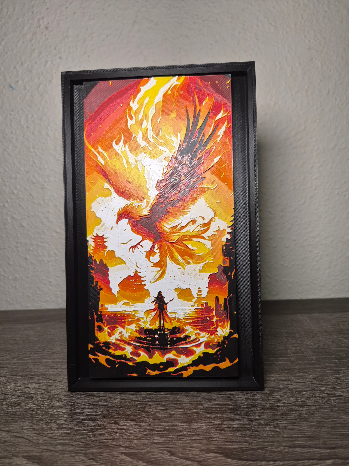 Phoenix Hueforge Art - 3D Printed Fantasy Wall Decor & Desk Display