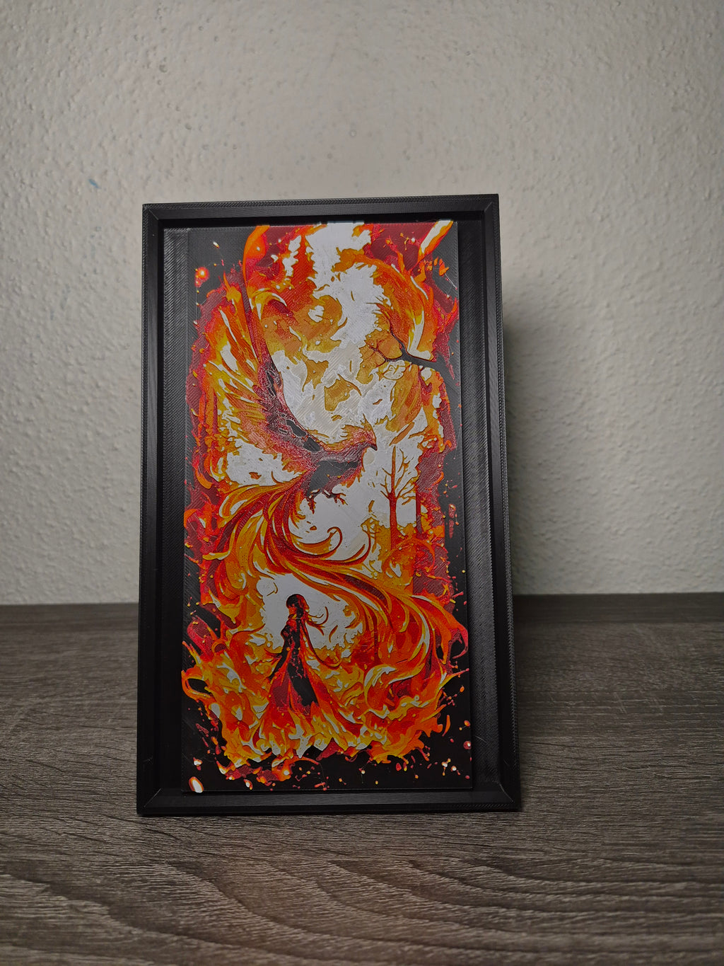 Phoenix Hueforge Art - 3D Printed Fantasy Wall Decor & Desk Display