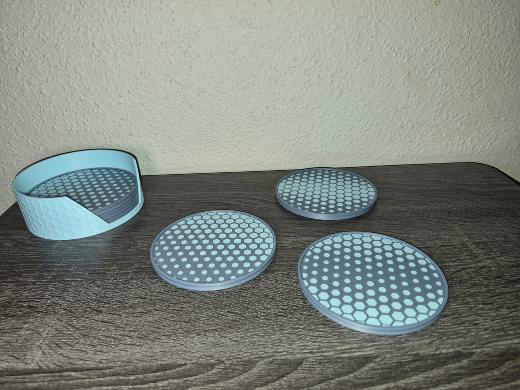 Hexagon Coasters Set - 3D Printed Geometric Drink Coasters for Home & Office