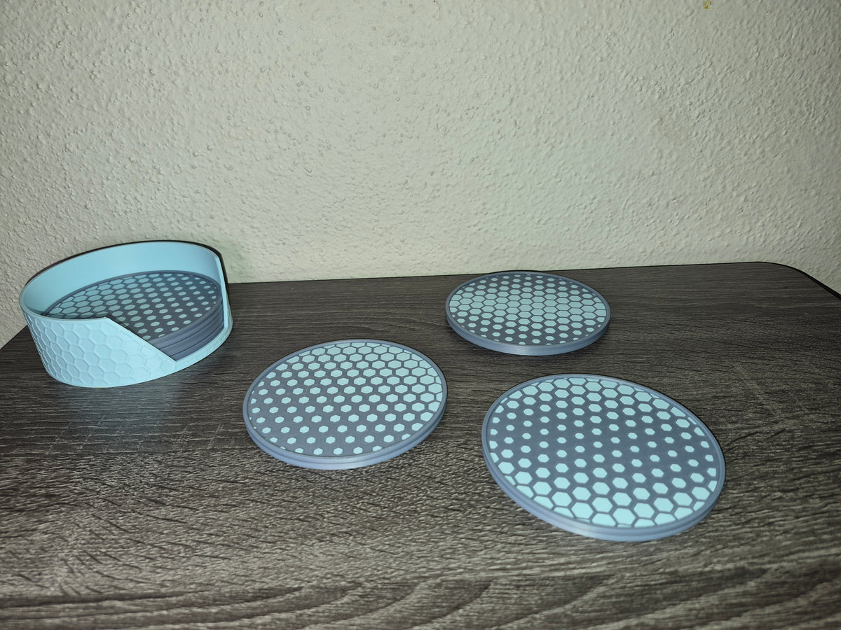 Hexagon Coasters Set - 3D Printed Geometric Drink Coasters for Home & Office