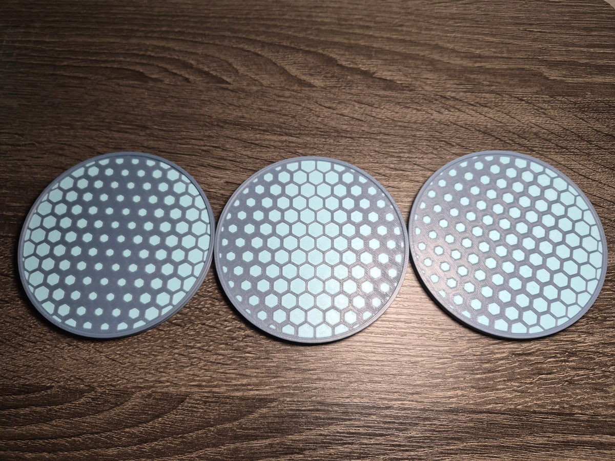 Hexagon Coasters Set - 3D Printed Geometric Drink Coasters for Home & Office