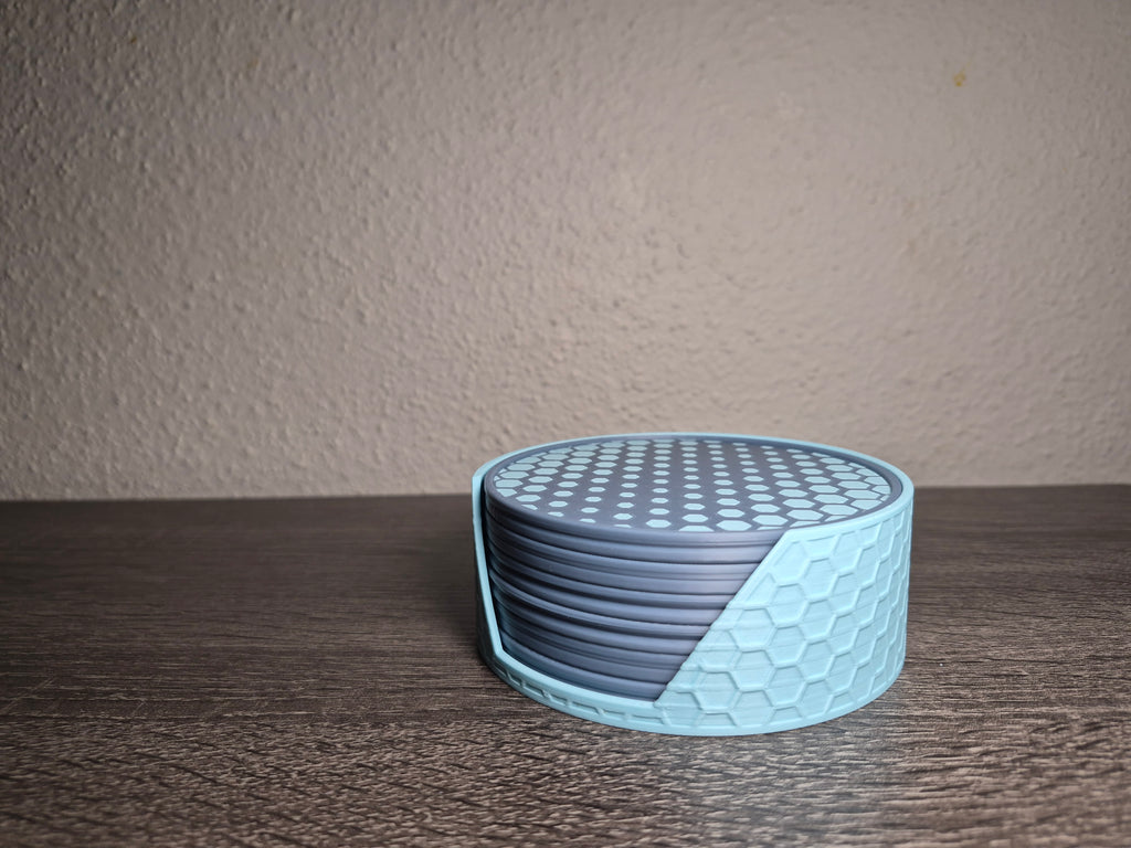 Hexagon Coasters Set - 3D Printed Geometric Drink Coasters for Home & Office