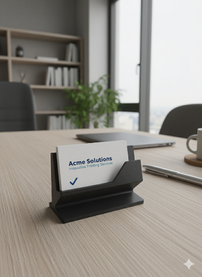 3D Printed Modern Business Card Holder - Minimalist Desk Organizer for Office & Professional Use