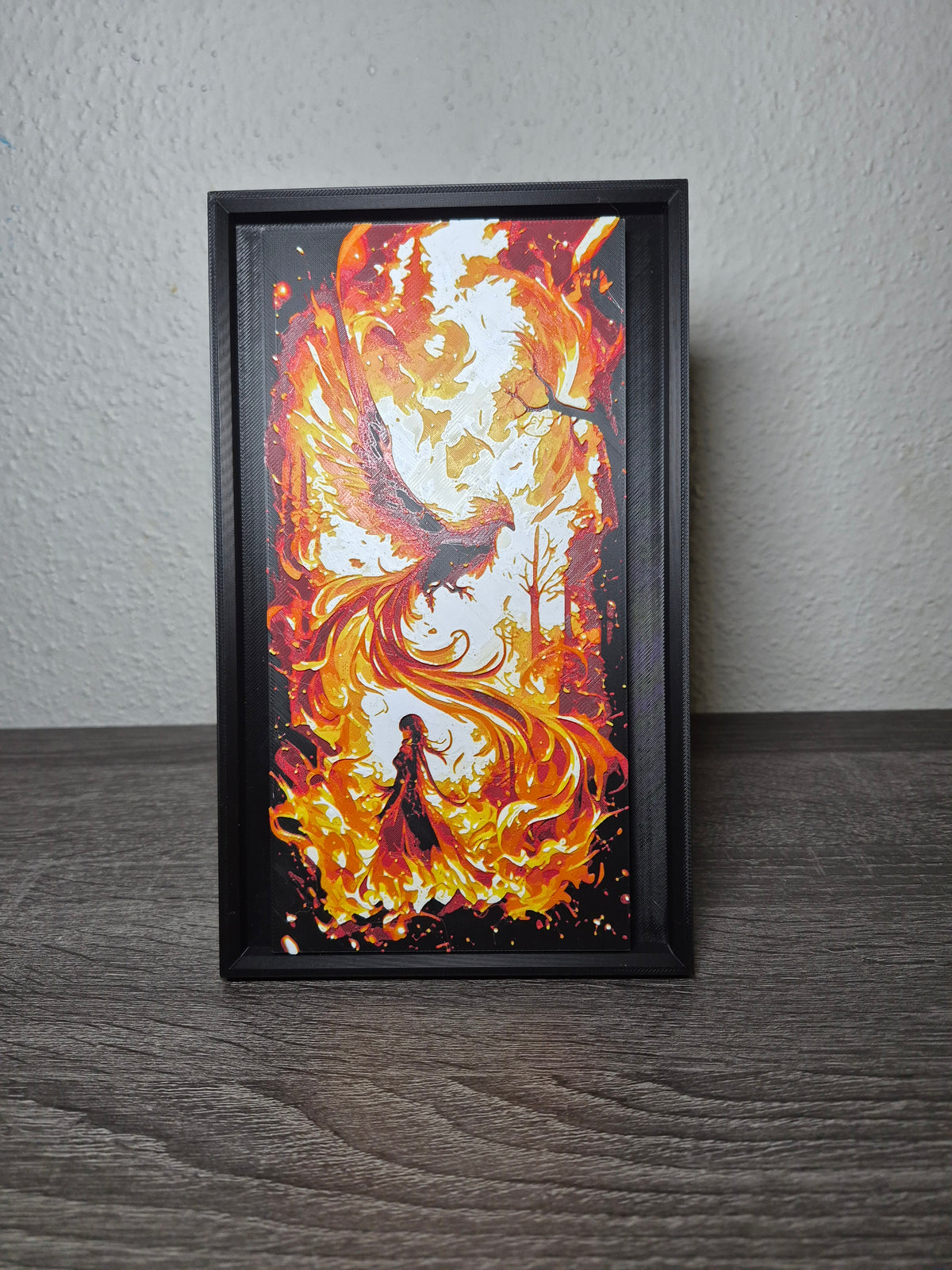Phoenix Hueforge Art - 3D Printed Fantasy Wall Decor & Desk Display